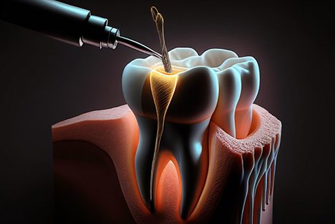 a 3 D illustration of the root canal process