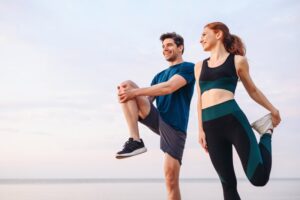 Couple getting ready for a run